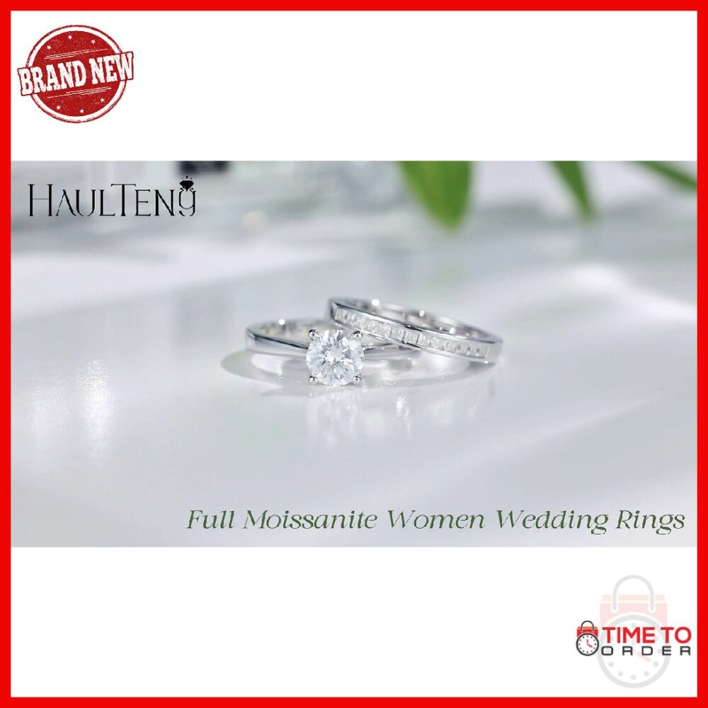 Moissanite Solitaire Wedding Ring Set Sterling Si… - image 8